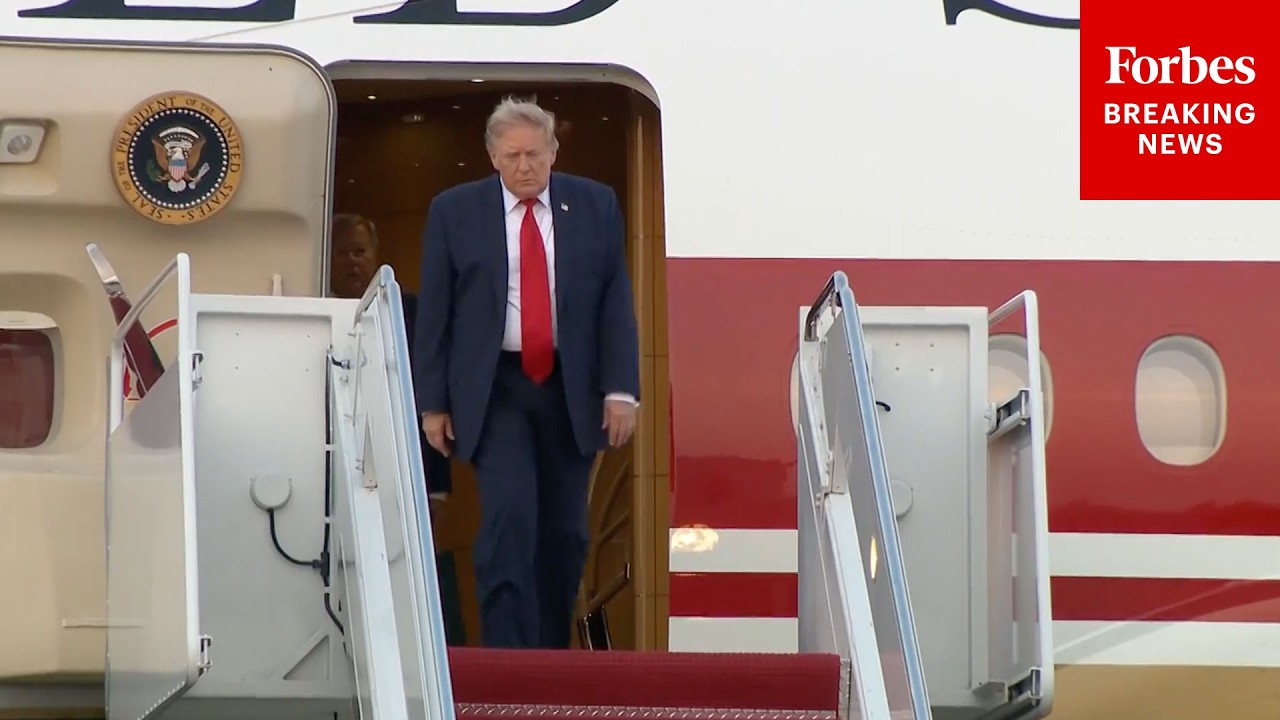 President Trump Arrives At JBA On Air Force One After Attending FIFA World Cup Final