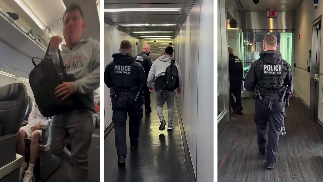 Captan en video el momento en que agentes de ICE arrestan a un pasajero en un vuelo de Miami